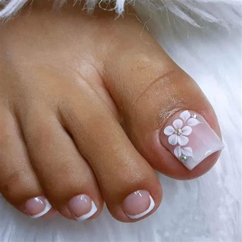 popular french pedicure designs|french pedicure with flower design.